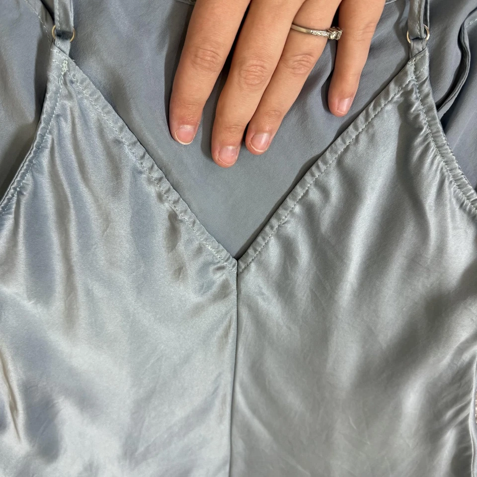 Vestido sin mangas Intimately Free People para mujer pequeño azul 100 % seda delicado fluido Foto 4 de 4