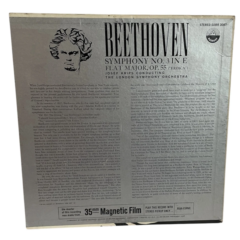 Beethoven Symphony No. 3 Eroica 1960 Stereo LP SDBR 3087 London Symphony Krips Foto 2 de 2