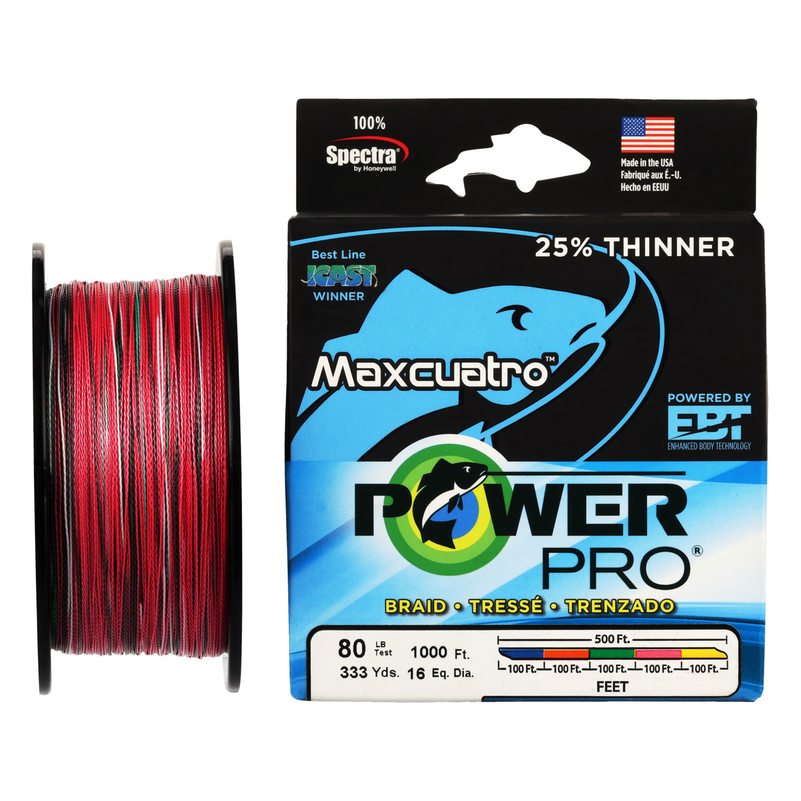 PowerPro MAXCUATRO METERED Braided Fishing Line - 5_Color - 