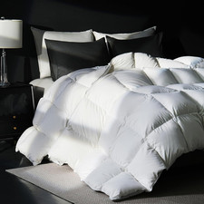 Goose Feather down Fiber Comforter Queen Size, 100 Cotton Ultra Soft Fluffy Duv