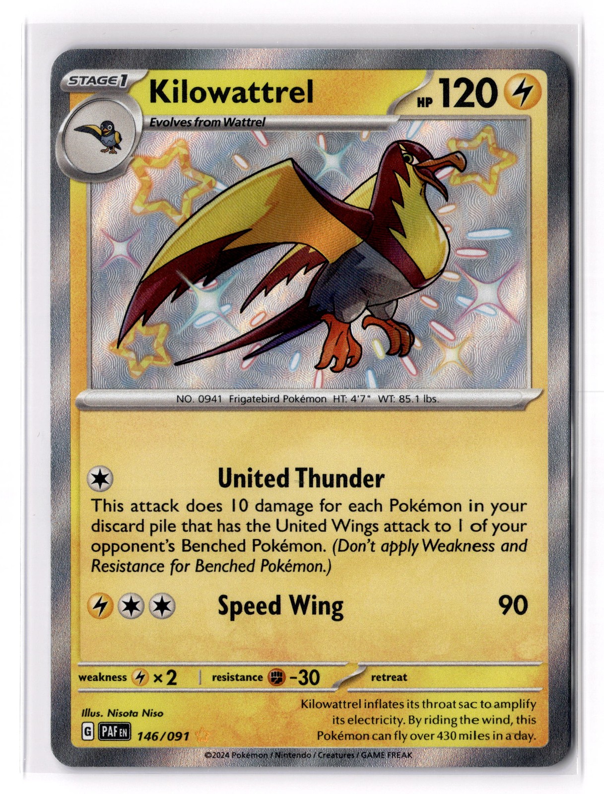 Kilowattrel - 146/091 SV: Paldean Fates Holo NM