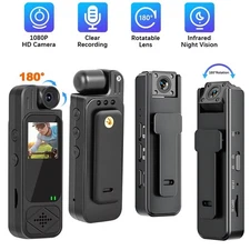HD 1080P Camcorder Mini Police Body Camera 180° Video DVR IR Night Cam Recorder