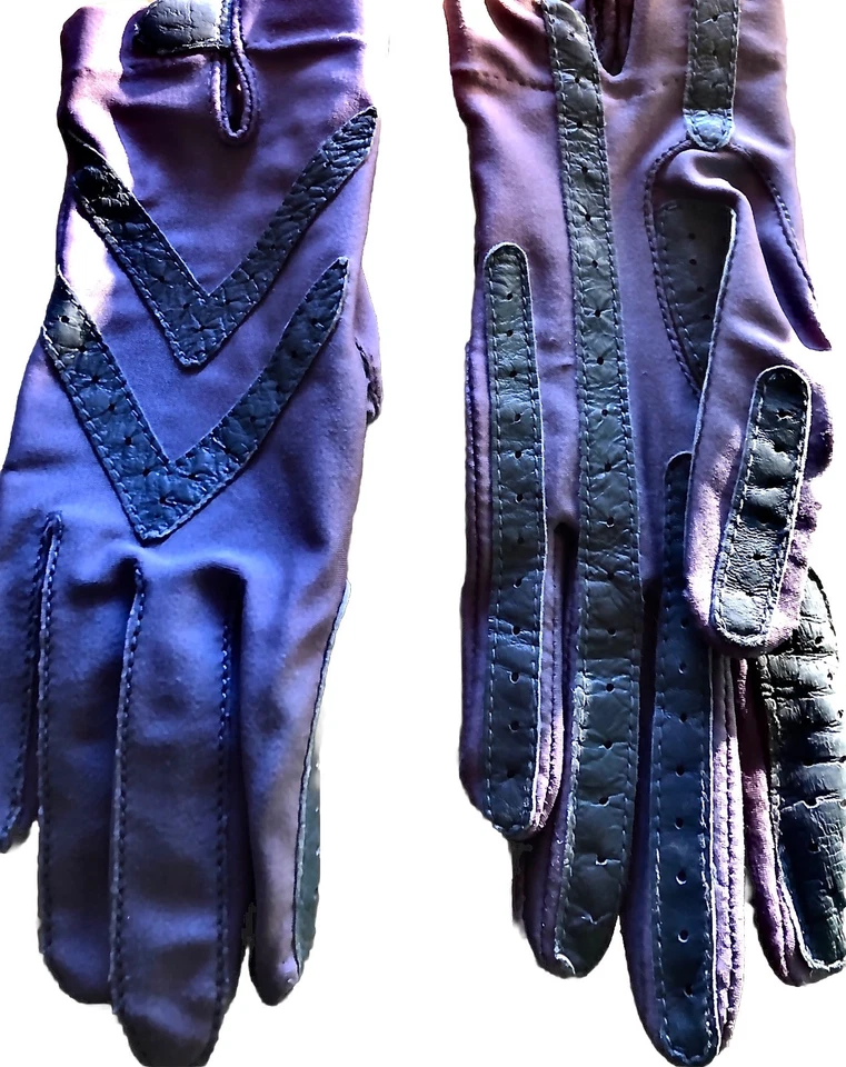 Vintage Isotoner Driving Gloves Leather Trim Aris One Size Mauve Gift Holidays - Image 2 of 4