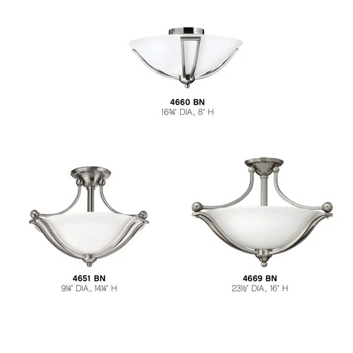 Hinkley Lighting H4660 2 Light 16.75"W Indoor Semi-Flush Ceiling - Nickel - Picture 6 of 6
