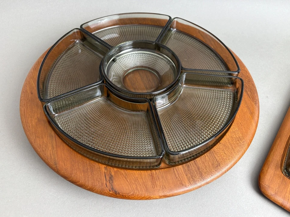 2 DIGSMED Dänemark TOP Drehteller Rauchglas Kabaret Anbietschale Lazy Susan DK - Bild 3 von 4