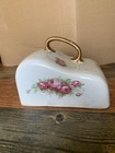Antique Hand Painted Roses Porcelain Butter Cheese Cover missing bottom plate