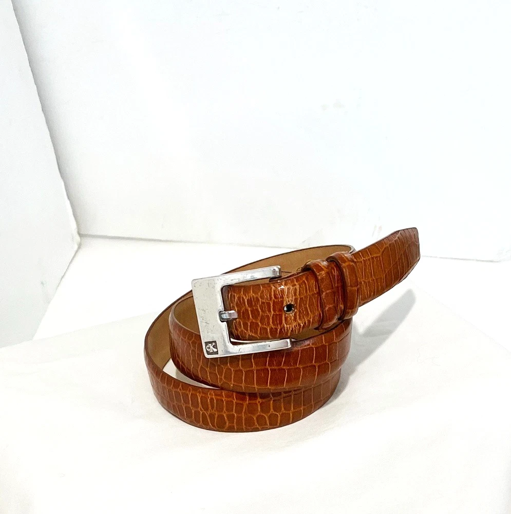 Calvin Klein Croc Print Leather Belt in good Calvin Klein Crocodile/Alligator Belts for Women for sale | eBay main image 3