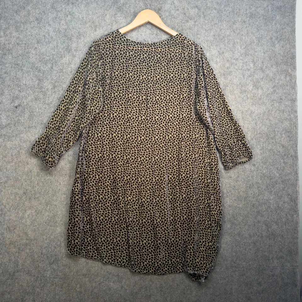 Grizas верхнее платье женщин размер Великобритании 14 леопард печать шелковая смесь ассиметричный кромки туника - Изображение 4 из 4