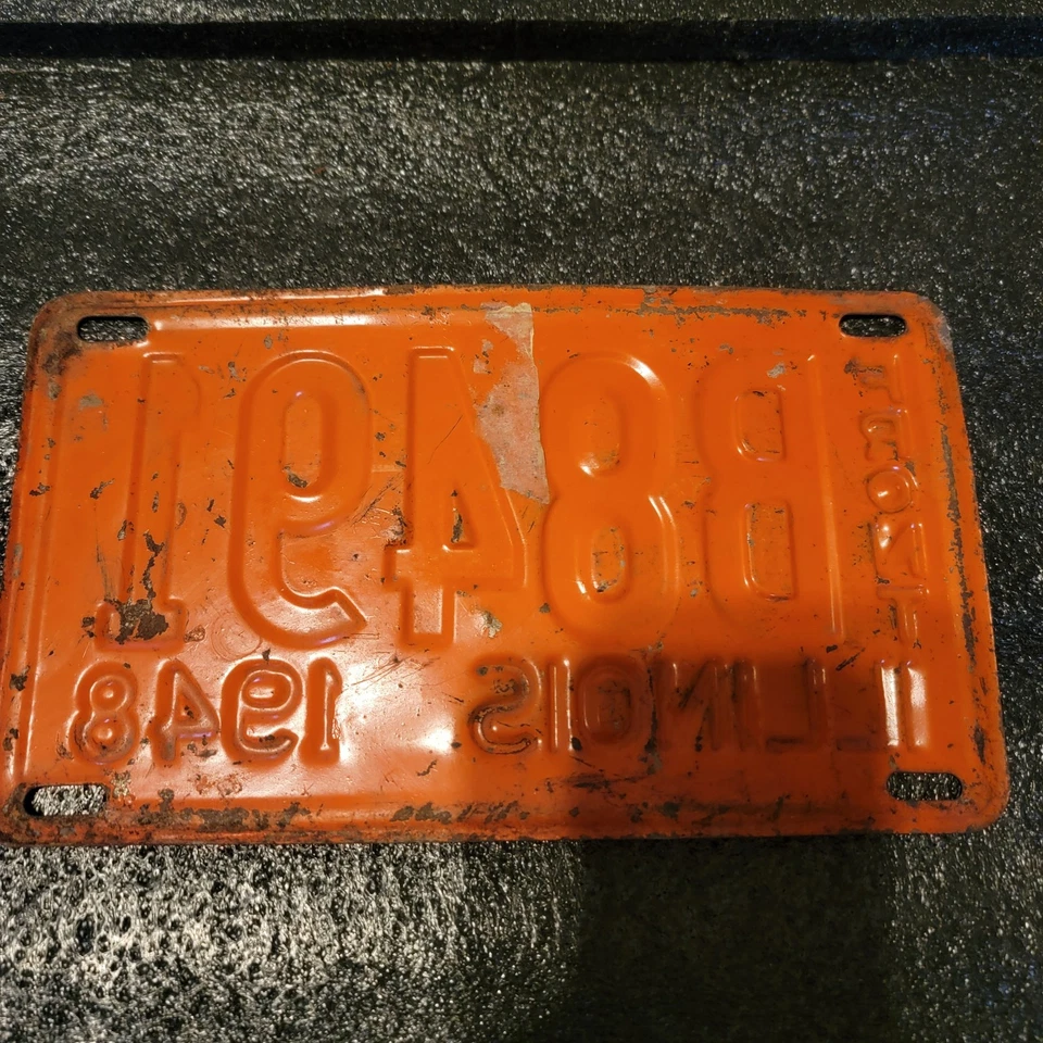 De colección 1948 Illinois matrícula ÚNICA frontal B8491 Rat Rod pátina Foto 2 de 2