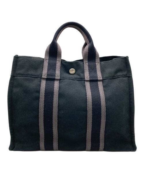 HERMES Fool Tote PM Gray Leather Handbag