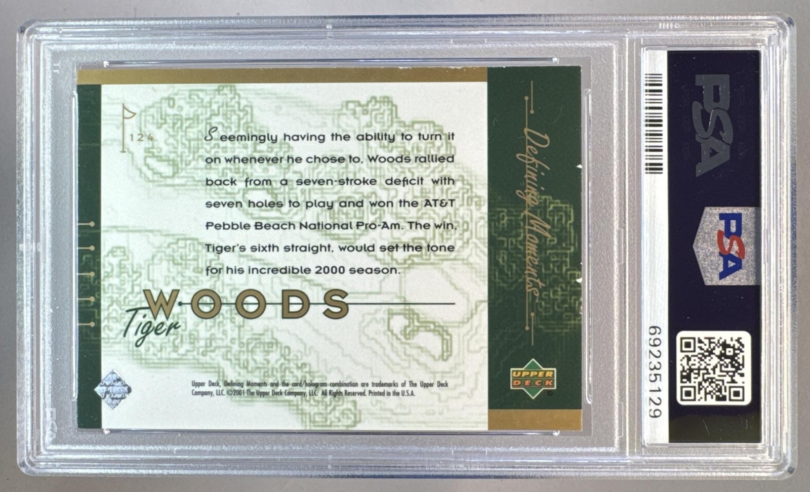 69235129 Tiger Woods 2001 Upper Deck #124 Rookie RC PSA 8 view 2