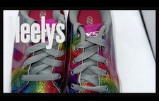 Heelys Sneakers Girls 7 Rainbow Glitter Star Print Skater Lace Up Colorful
