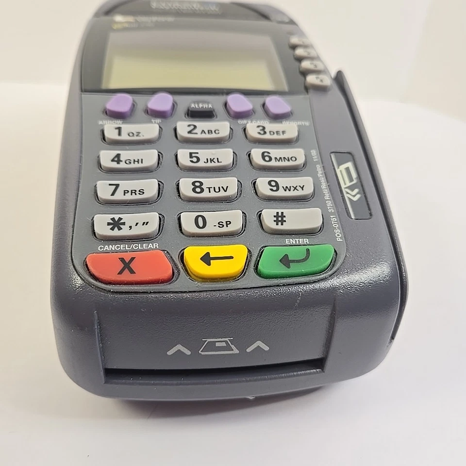 Verifone OMNI 3750 Dual Comm Credit Card Terminal w/Chip Reader Power Cord - Image 2 of 4