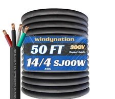 50 Feet 14/4 SJOOW Cable Cord 14 AWG 4 Conductor SO Wire - 14 Gauge 4 Conduct...