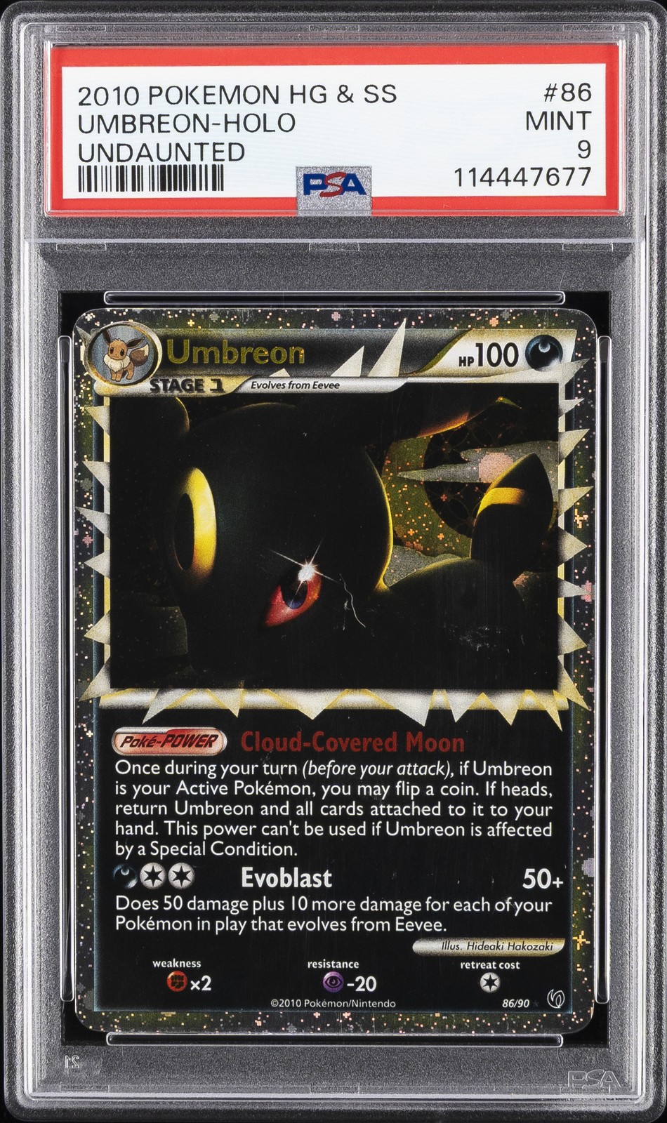 2010 POKEMON HEARTGOLD & SOULSILVER UNDAUNTED #86 UMBREON-HOLO PSA 9