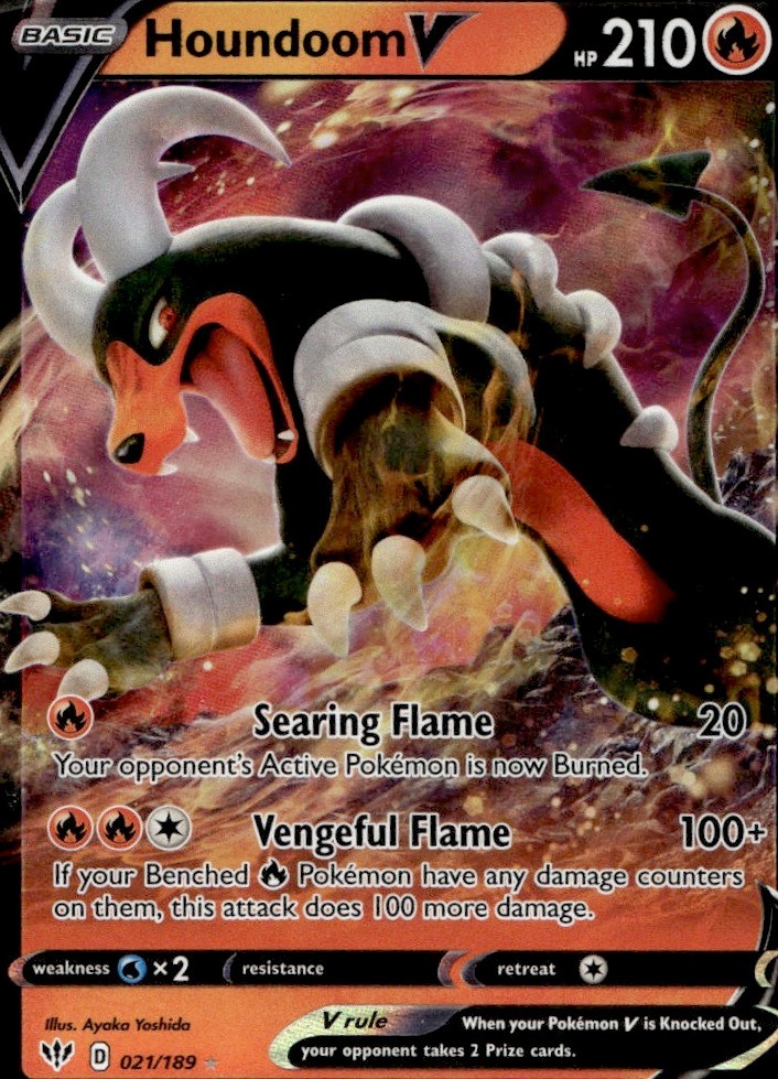 Pokemon Houndoom V 21/189 Darkness Ablaze Holo LP Ayaka Yoshida