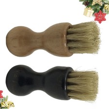 2 Pcs Wooden Bristle Shoe Cleaning Brushes Portable Tool for Shoe Polishing