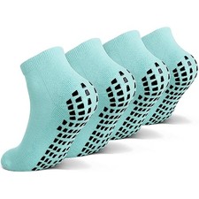 Grip Non Slip Socks For Kids 4-16 Years Old , 4-7 Years 4 Pairs Light Blue