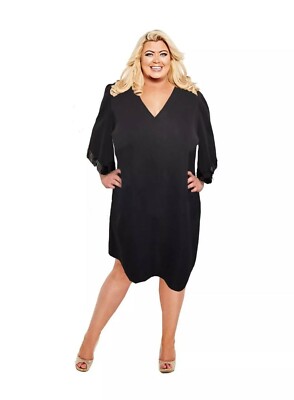 gemma collins black lace dress Gemma Collins oozes glamour in a plunging black dress and sexy pink heels  on night out with friend