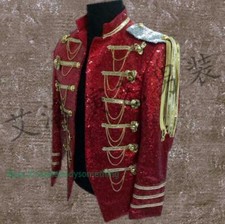 Mens Sequins Black Gold Bling Suit Blazer Bar Coat Jacket Dress Formal