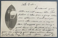 Vintage RPPC Postcard Dapper Young Man Laughing With Lovely Woman 1907