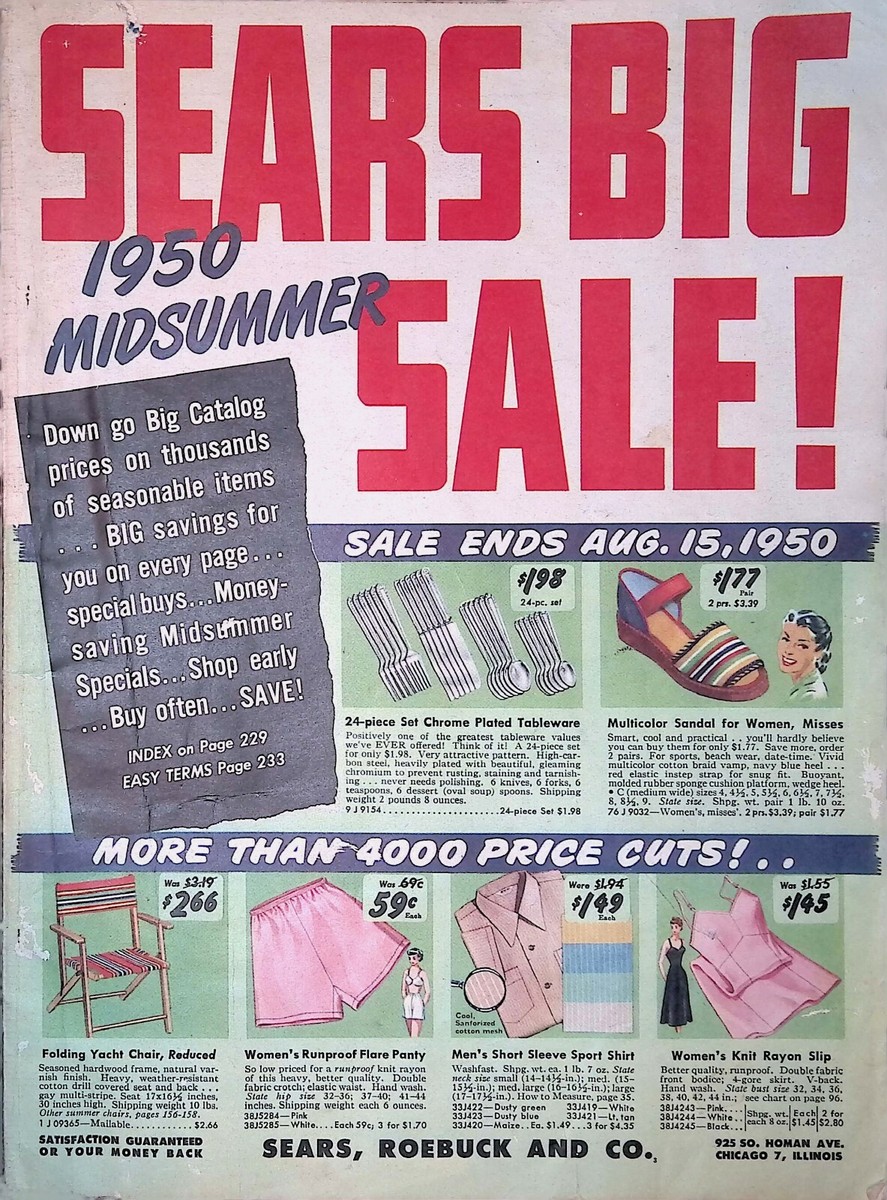 Sears Vintage Catalog Big Sale Mid Summer 1950 Shoes Clothes Sears Vintage Catalog Big Sale Mid Summer 1950 Shoes Clothes