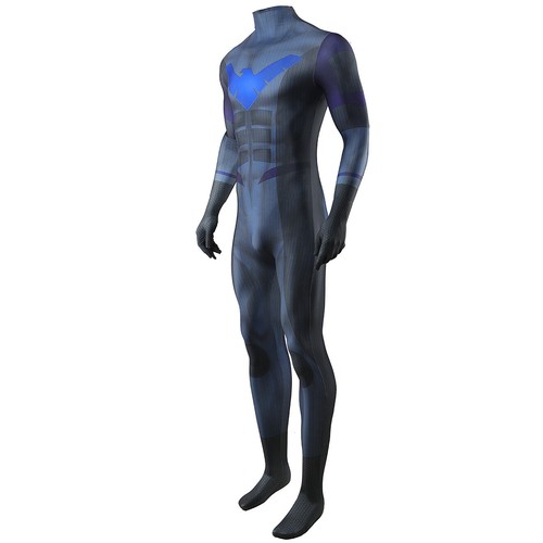 Cosplay The Batman Nightwing Robin Jumpsuit Superhero Adult Kids Bodysuit Mens - Picture 7 of 12