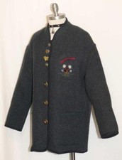 DARK BLUE WOOL JACKET Women German SOFT Winter Dress Car Walk Coat 42 12 M B47"