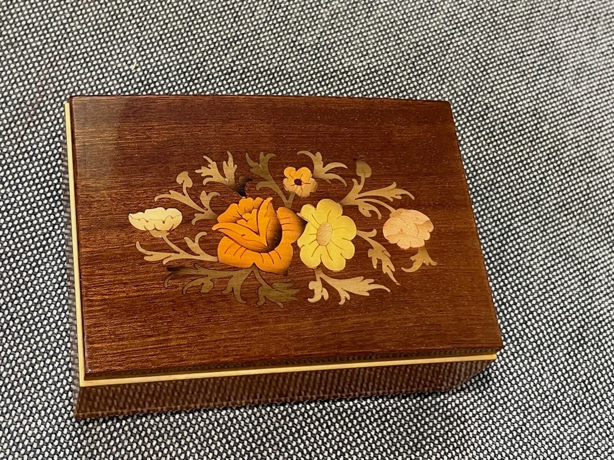 Vtg Italian Lacquered Wood Jewelry Reuge Music Box Doctor Zhivago