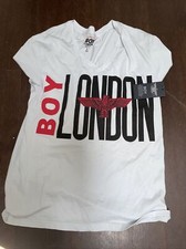 BOY London v neck size large NEW Men's T-shirt white usa made %100 cotton
