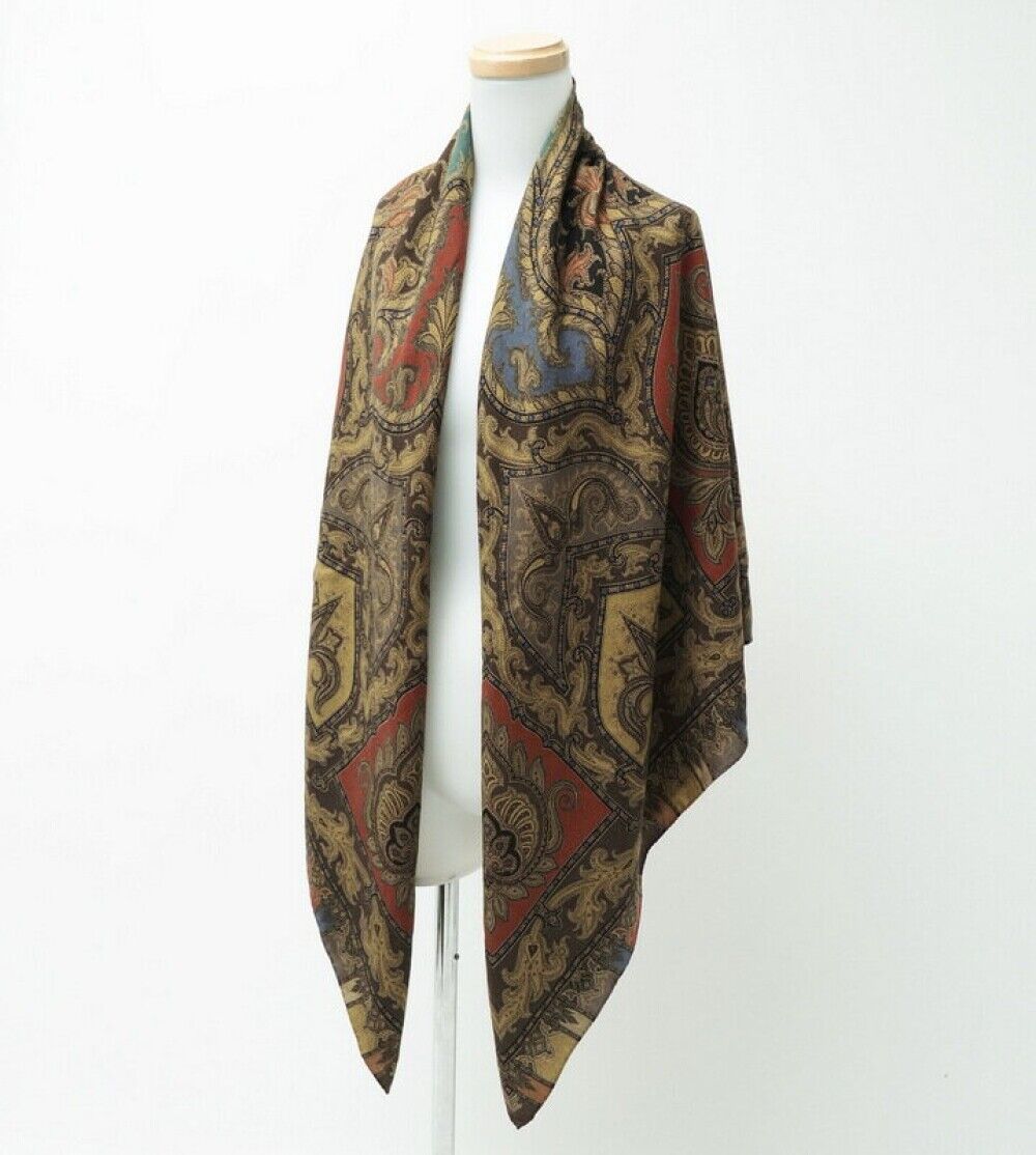 ETRO large scarf shawl 135cm 53″ square wool silk… - image 1