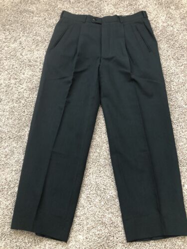 MEN'S SIZE 40R DOUBLE BREASTED BLACK HUGO BOSS SUIT - CAPONE - SEE MEASUREMENTS - Picture 2 of 12