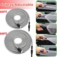 25FT /50FT Flexible Garden Hose 304 Stainless Steel Metal Water Hose with Nozzle