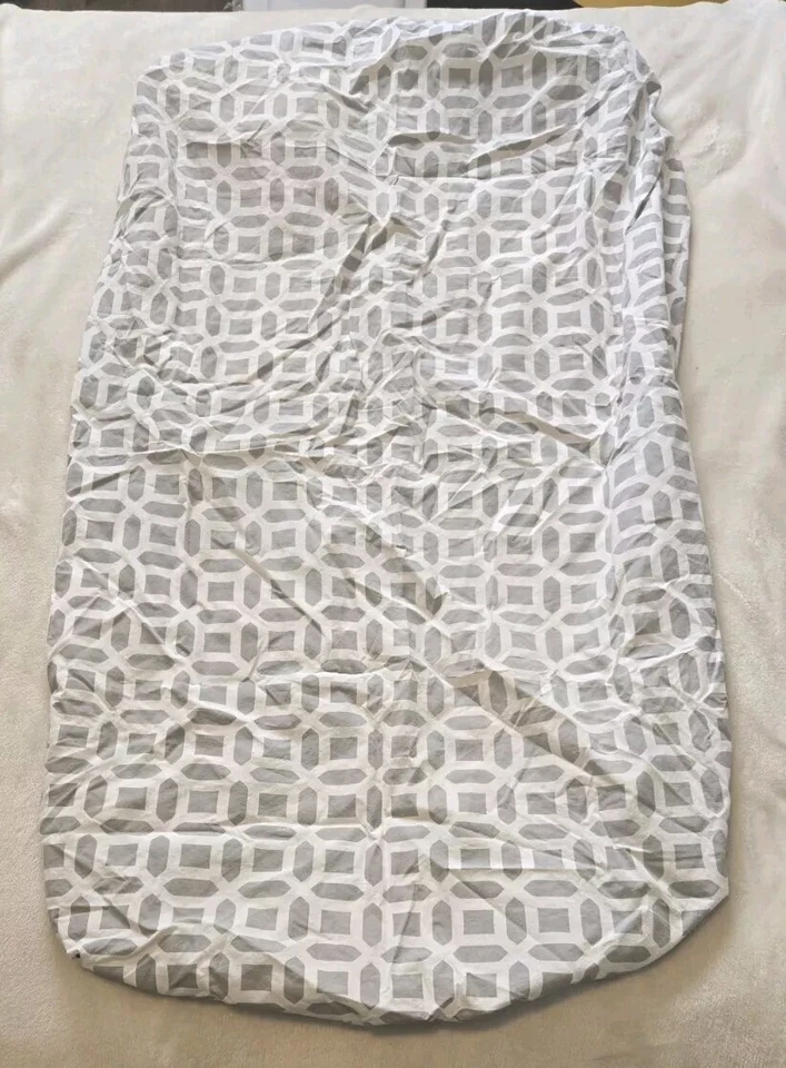 SÁBANA CUNA NIÑOS GRANERO CERÁMICA 100% ALGODÓN ORGÁNICO 25x53 PULGADAS GRIS BLANCO GEOMÉTRICA Foto 3 de 4