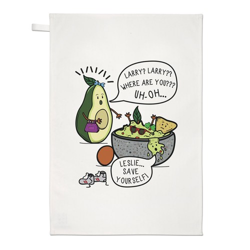 Leslie & Larry Avocados Tea Towel Dish Cloth Funny Avocado Guacamole
