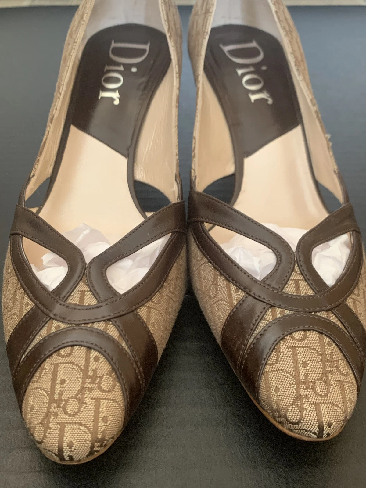 Talons hauts authentiques logo marron Christian Dior taille 9 9,5 us