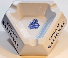 French Cognac Salignac Cigar Ashtray Triangular Digoin Sarreguemines France