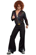 Brand New 1970s Disco Dude Metallic Dancing Adult Costume