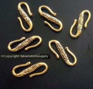 Authentic 22mm Jewelry clasps 6 S hook clasps ancient design antique gold plated fpc138