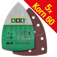5 X Schleifblätter Klett, 105x152mm, Korund, K60, Multi Schleifer, Profi Quali.