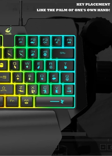 ZIYOULANG One Handed Gaming Keyboard Left Hand Mechanical Backlit RGB Portable - Picture 11 of 12
