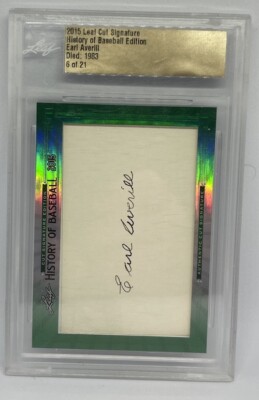 2015 Leaf Cut Signature History of Baseball Edition /21 Earl Averill Auto HOF