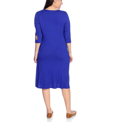NEW Paula Deen Stretch Knit 3/4 Cut Out Sleeve Dress in Black or Royal Blue  | eBay
