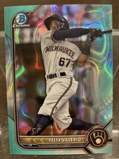 2022 Bowman Draft Chrome Felix Valerio Aqua Lava #/199 #BDC-66 Brewers