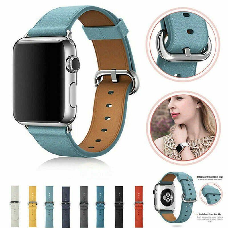Leather Watch Strap for Apple iWatch Series 8 7 6 5 4 SE2 38/40/41mm, 42/44/45mm - Image 4 of 4