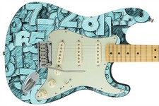Guitar Skin Axe Wrap Re-skin Artistic Blue Numbers 424