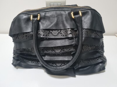 Blumarine Damen Handtasche Handtasche schwarz mit Ledermotiven Made in Italy