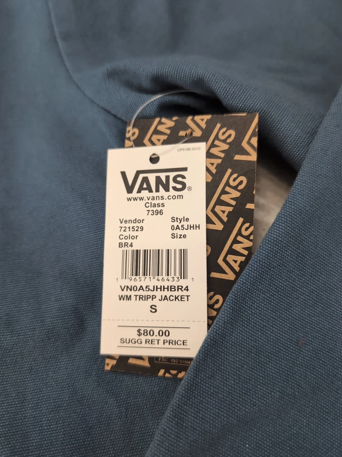 COACH Nuovissima giacca donna Vans Tripp blu acqua marocchino felpa allenatori taglia small