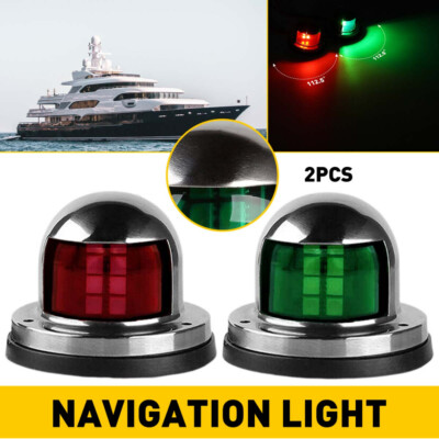 Pair Red & 8LED Green Navigation Lights Marine Bow Lamp Light for Boat Pontoon
