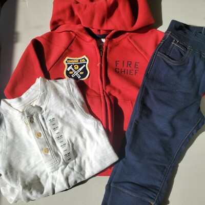 3pc Gap Baby Boys 18-24 Months Fire Truck Hoodie Pants Top Read Description $70